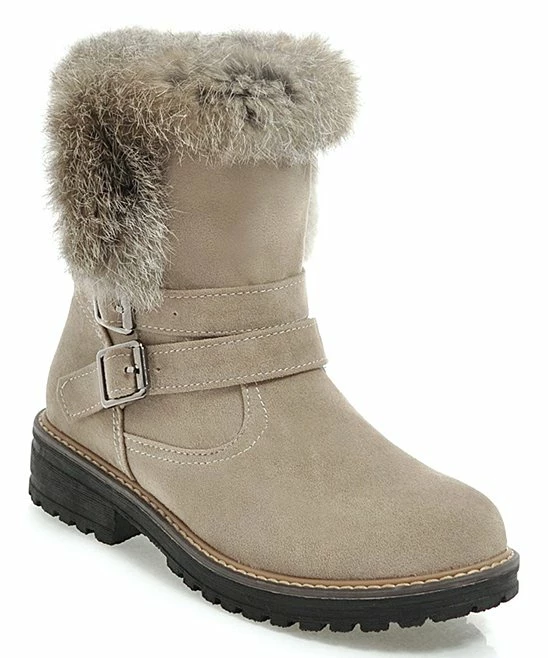 Top 10 โญ BUTITI Beige Buckle-Detail Faux Fur-Trim Ankle Boot - ๐ฉ Women ๐ 2 Top 10 โญ BUTITI Beige Buckle-Detail Faux Fur-Trim Ankle Boot - ๐ฉ Women ๐ - Image 2