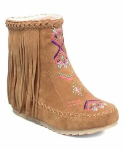 Budget 😀 BUTITI Yellow Geometric Matte Fuzzy-Lined Fringed Ankle Boot - 👩 Women ❤️