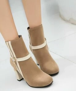 Top 10 ✔️ BUTITI Apricot Two-Tone Rhinestone-Flower Ankle Boot - 👩 Women ✨