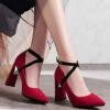 Hot Sale 🔥 BUTITI Red & Black Crisscross Strap Pump - 👩 Women 👏