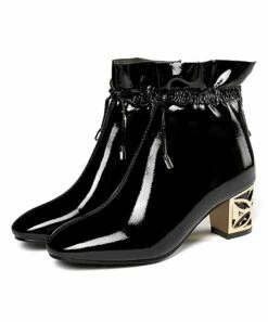 Outlet ✔️ BUTITI Black Textured-Heel Ankle Boot - 👩 Women 🛒 -BUTITI Shop zu89274238 alt 2 tm1600455873