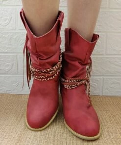 Top 10 🎉 BUTITI Red Rope-Wrap Fringe Boot - 👩 Women 😀