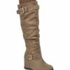 New 🔔 BUTITI Khaki Knee-High Wedge Boot - 👩 Women 🛒