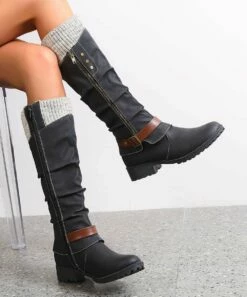 Cheap 🔥 BUTITI Black & Gray Buckle-Accent Zip-Up Boot - 👩 Women 🌟
