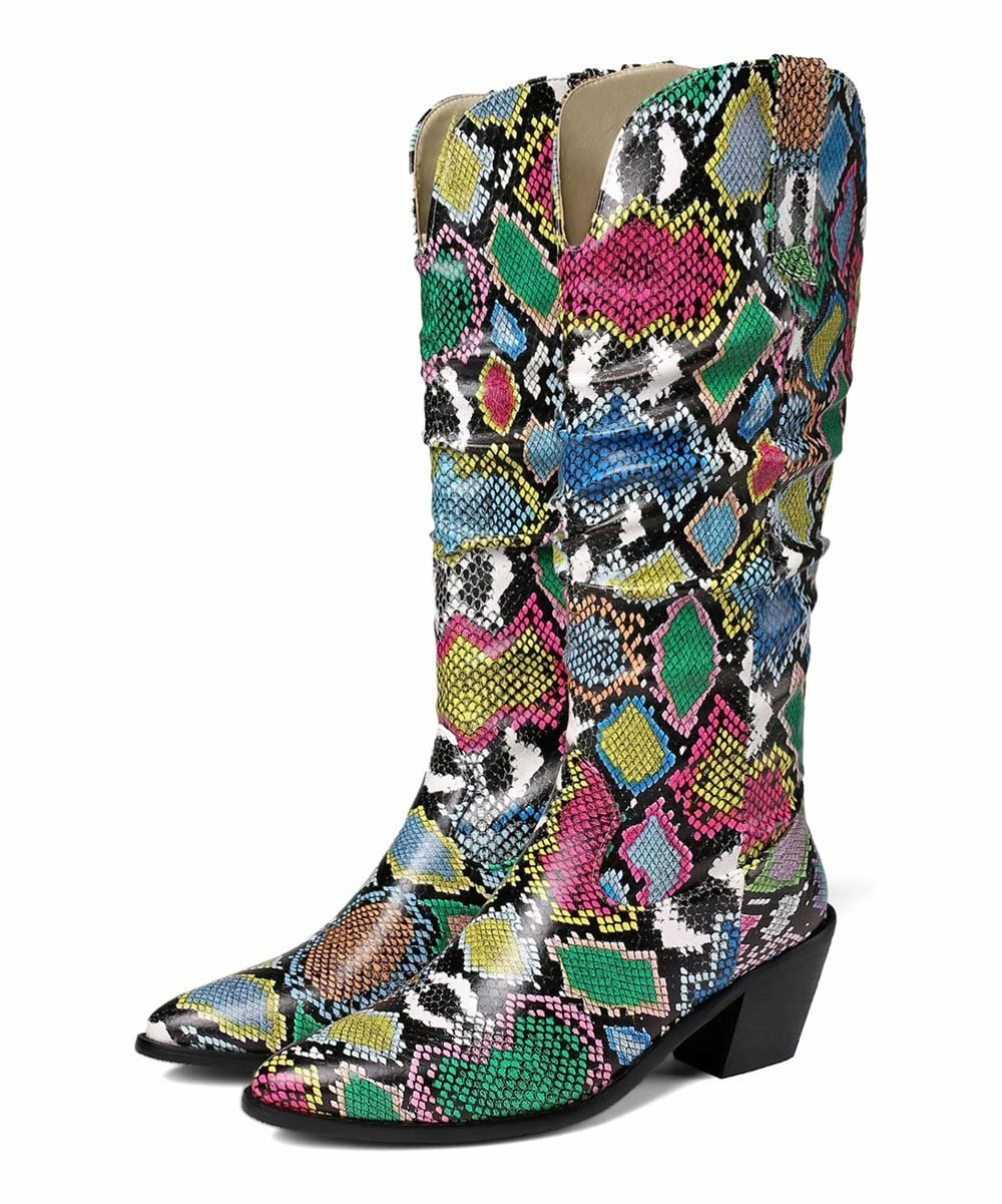 Hot Sale 🤩 BUTITI Red & Blue Snake Cowboy Boot - 👩 Women 🌟 2 Hot Sale 🤩 BUTITI Red & Blue Snake Cowboy Boot - 👩 Women 🌟 - Image 2