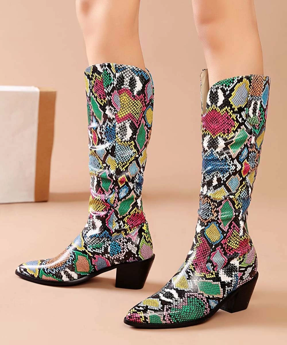 Hot Sale 🤩 BUTITI Red & Blue Snake Cowboy Boot - 👩 Women 🌟 4 Hot Sale 🤩 BUTITI Red & Blue Snake Cowboy Boot - 👩 Women 🌟 - Image 4