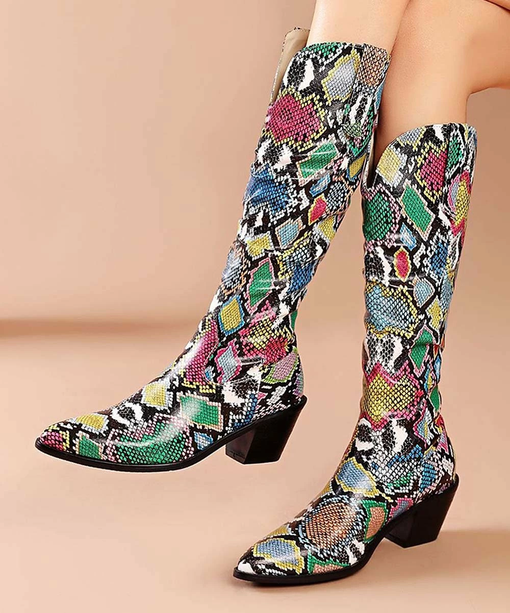 Hot Sale 🤩 BUTITI Red & Blue Snake Cowboy Boot - 👩 Women 🌟 1 Hot Sale 🤩 BUTITI Red & Blue Snake Cowboy Boot - 👩 Women 🌟