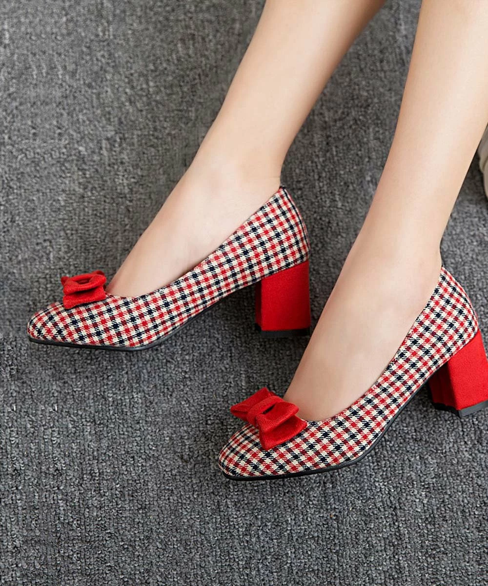 Outlet ๐งจ BUTITI Red & Black Gingham Bow-Accent Pump - ๐ฉ Women ๐ 2 Outlet ๐งจ BUTITI Red & Black Gingham Bow-Accent Pump - ๐ฉ Women ๐ - Image 2