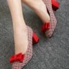 Outlet 🧨 BUTITI Red & Black Gingham Bow-Accent Pump - 👩 Women 😉