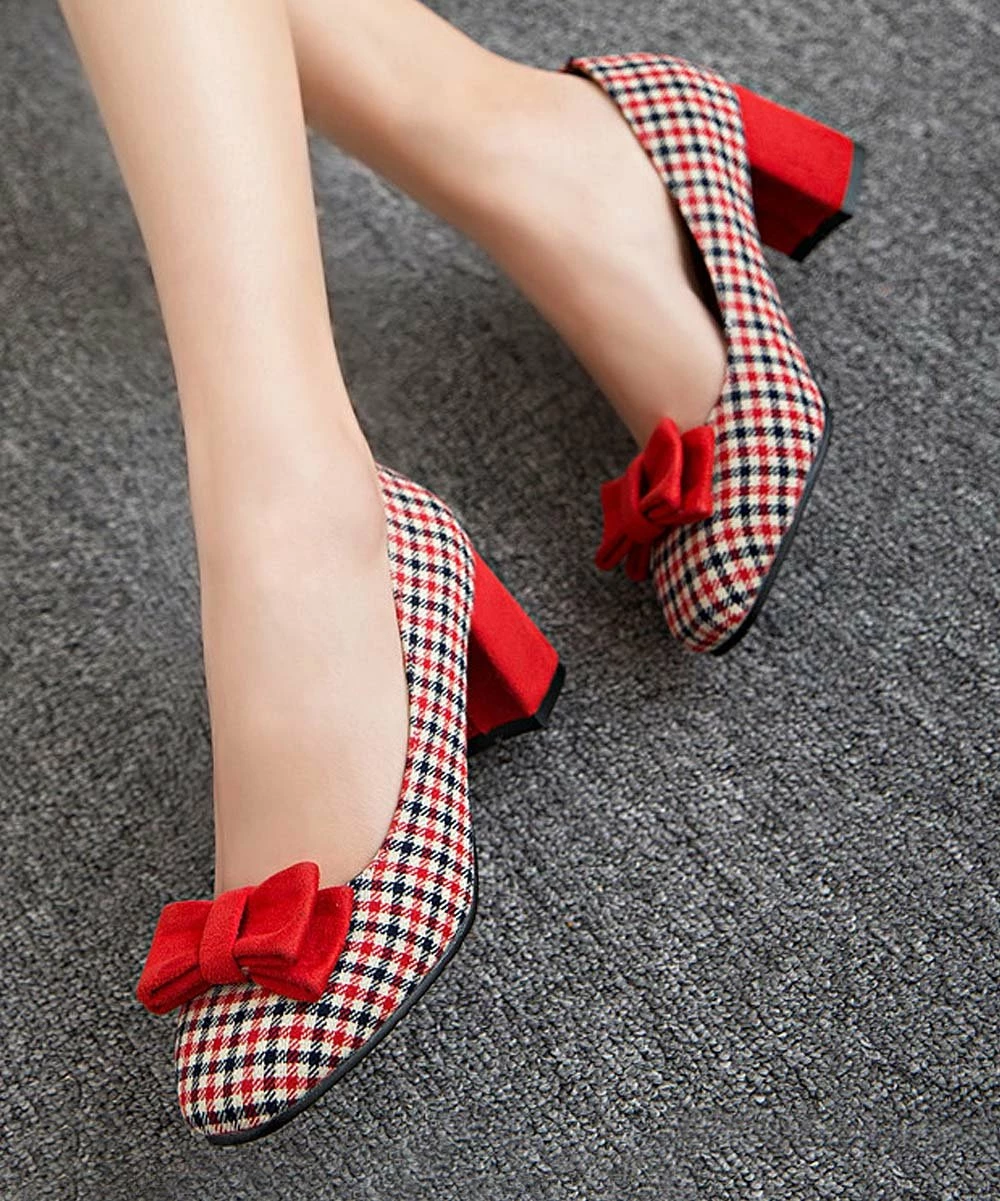 Outlet ๐งจ BUTITI Red & Black Gingham Bow-Accent Pump - ๐ฉ Women ๐ 1 Outlet ๐งจ BUTITI Red & Black Gingham Bow-Accent Pump - ๐ฉ Women ๐