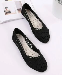 Best Sale 🎁 BUTITI Black Crochet Ballet Flat - 👩 Women 👍 -BUTITI Shop zu93510357 alt 2 tm1613656689
