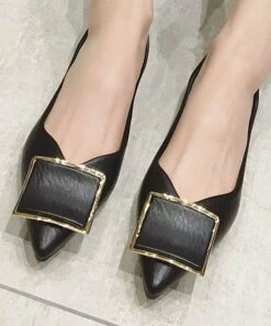 Best reviews of 🤩 BUTITI Black Square Medallion Pointed-Toe Flat - 👩 Women 🎁 -BUTITI Shop zu93790065 alt 2 tm1614692221