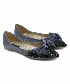 Outlet ๐ BUTITI Black & Navy Sequin Bow-Accent Flat - ๐ฉ Women ๐คฉ