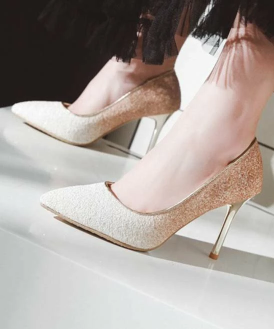 Outlet ๐ BUTITI White & Gold Ombrรฉ Sparkle Pump - ๐ฉ Women ๐ 2 Outlet ๐ BUTITI White & Gold Ombrรฉ Sparkle Pump - ๐ฉ Women ๐ - Image 2