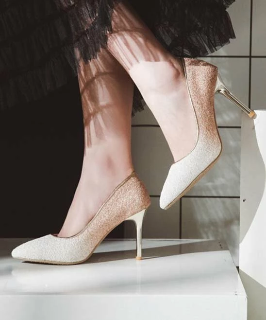 Outlet ๐ BUTITI White & Gold Ombrรฉ Sparkle Pump - ๐ฉ Women ๐ 3 Outlet ๐ BUTITI White & Gold Ombrรฉ Sparkle Pump - ๐ฉ Women ๐ - Image 3