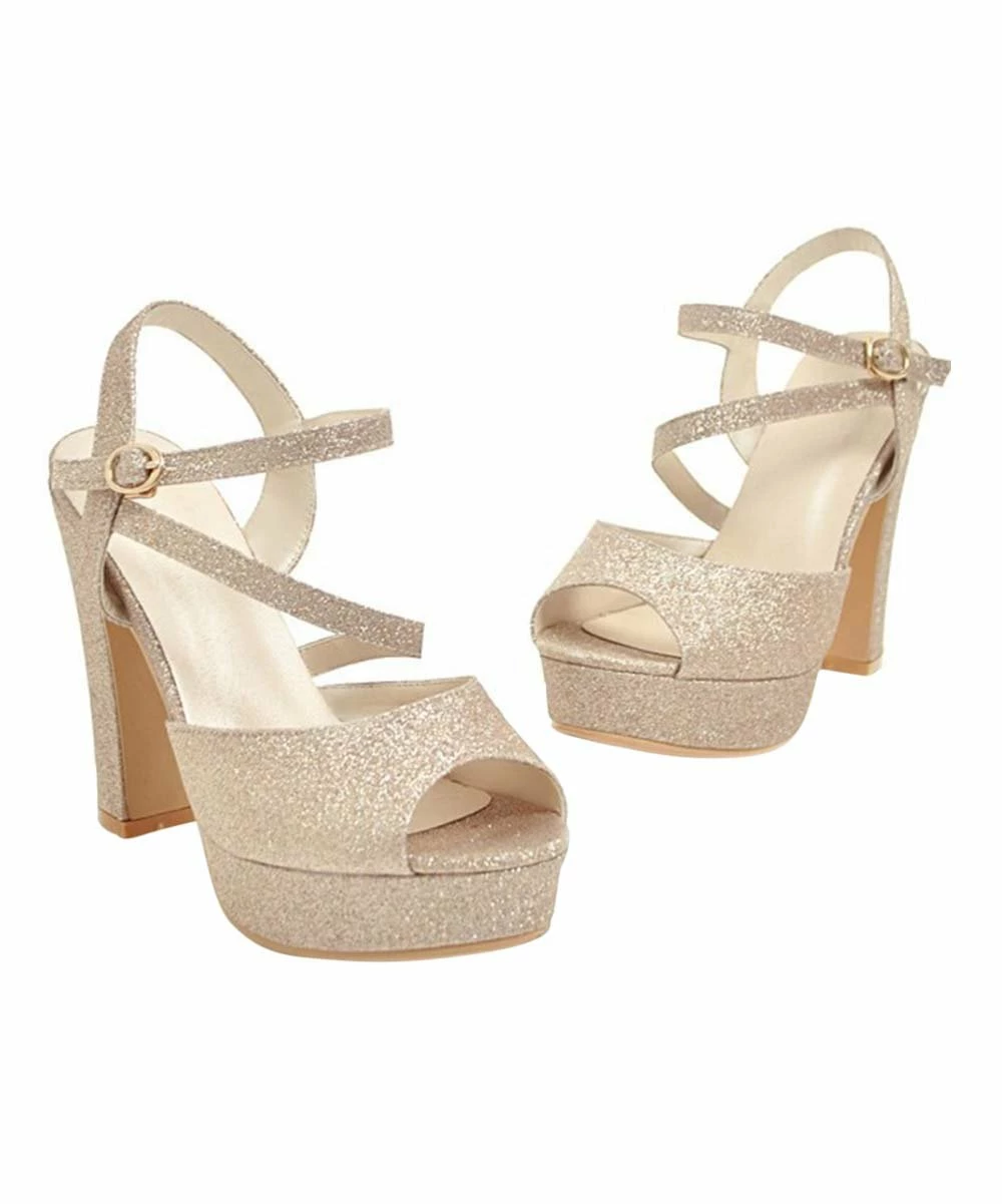 Top 10 โ BUTITI Gold Glitter Double Ankle-Strap Block-Heel Platform ๐ฉด Sandal - ๐ฉ Women ๐งจ 3 Top 10 โ BUTITI Gold Glitter Double Ankle-Strap Block-Heel Platform ๐ฉด Sandal - ๐ฉ Women ๐งจ - Image 3