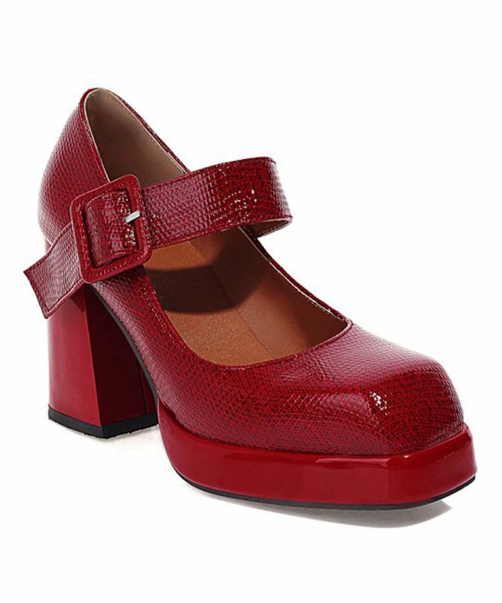 New ๐ BUTITI Red Buckle-Strap Block-Heel Platform Pump - ๐ฉ Women ๐ฏ 3 New ๐ BUTITI Red Buckle-Strap Block-Heel Platform Pump - ๐ฉ Women ๐ฏ - Image 3