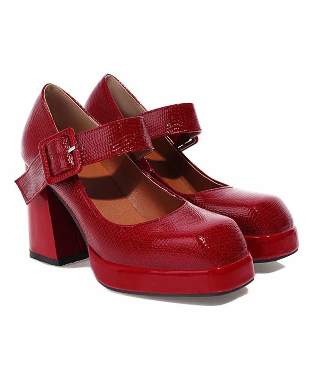 New ๐ BUTITI Red Buckle-Strap Block-Heel Platform Pump - ๐ฉ Women ๐ฏ 1 New ๐ BUTITI Red Buckle-Strap Block-Heel Platform Pump - ๐ฉ Women ๐ฏ