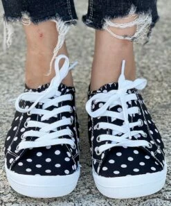 Best Sale 👏 BUTITI Black & White Polka Dot Low-Top 👟 Sneaker - 👩 Women 👏 -BUTITI Shop zu97901187 alt 3 tm1626882249