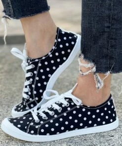 Best Sale 👏 BUTITI Black & White Polka Dot Low-Top 👟 Sneaker - 👩 Women 👏 -BUTITI Shop zu97901187 alt 4 tm1626882249