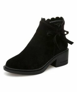 Promo ✨ BUTITI Black Scallop-Trim Bow Bootie - 👩 Women 🎉 -BUTITI Shop zu97912280 alt 3 tm1627049542