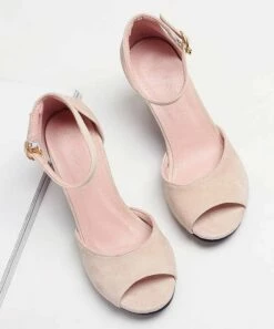 Flash Sale 🧨 BUTITI Beige Peep-Toe Ankle-Strap Pump - 👩 Women 🌟 -BUTITI Shop zu98101082 alt 2 tm1627663270