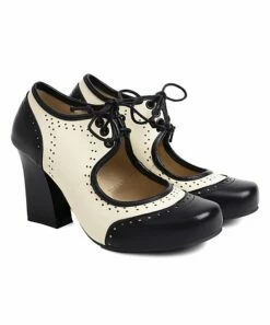 Best Pirce 🧨 BUTITI Black & White Cutout-Accent Lace-Up Pump - 👩 Women 🛒 -BUTITI Shop zu98142781 alt 3 tm1627584832