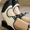 Best Pirce 🧨 BUTITI Black & White Cutout-Accent Lace-Up Pump - 👩 Women 🛒