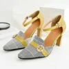 Coupon 🧨 BUTITI Yellow & Gray Plaid Embellished Ankle-Strap Pump - 👩 Women 🤩