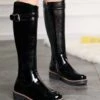 Buy 👏 BUTITI Black Buckle-Accent Patent Knee-High Boot - 👩 Women 🎉