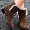 Coupon 😀 BUTITI Brown Buckle-Accent Faux Fur-Lined Ankle Boot - 👩 Women 🔥