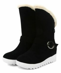 Promo 👏 BUTITI Black Furry-Lined Buckle-Accent Boot - 👩 Women 🔥 -BUTITI Shop zu98900134 alt 4 tm1629811066