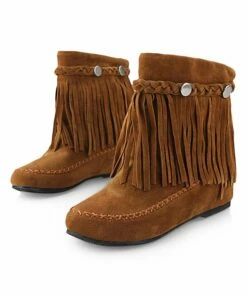 Best Pirce 😀 BUTITI Yellow Stud Fringed Ankle Boot - 👩 Women 🔥 -BUTITI Shop zu98900328 alt 2 tm1629811066