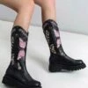 Discount ⭐ BUTITI Black Butterfly Platform Cowboy Boot - 👩 Women ✔️