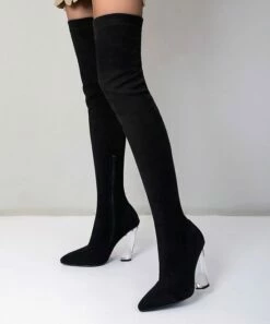 New ๐ฅฐ BUTITI Black Clear-Heel Over-The-Knee Boot - ๐ฉ Women โญ
