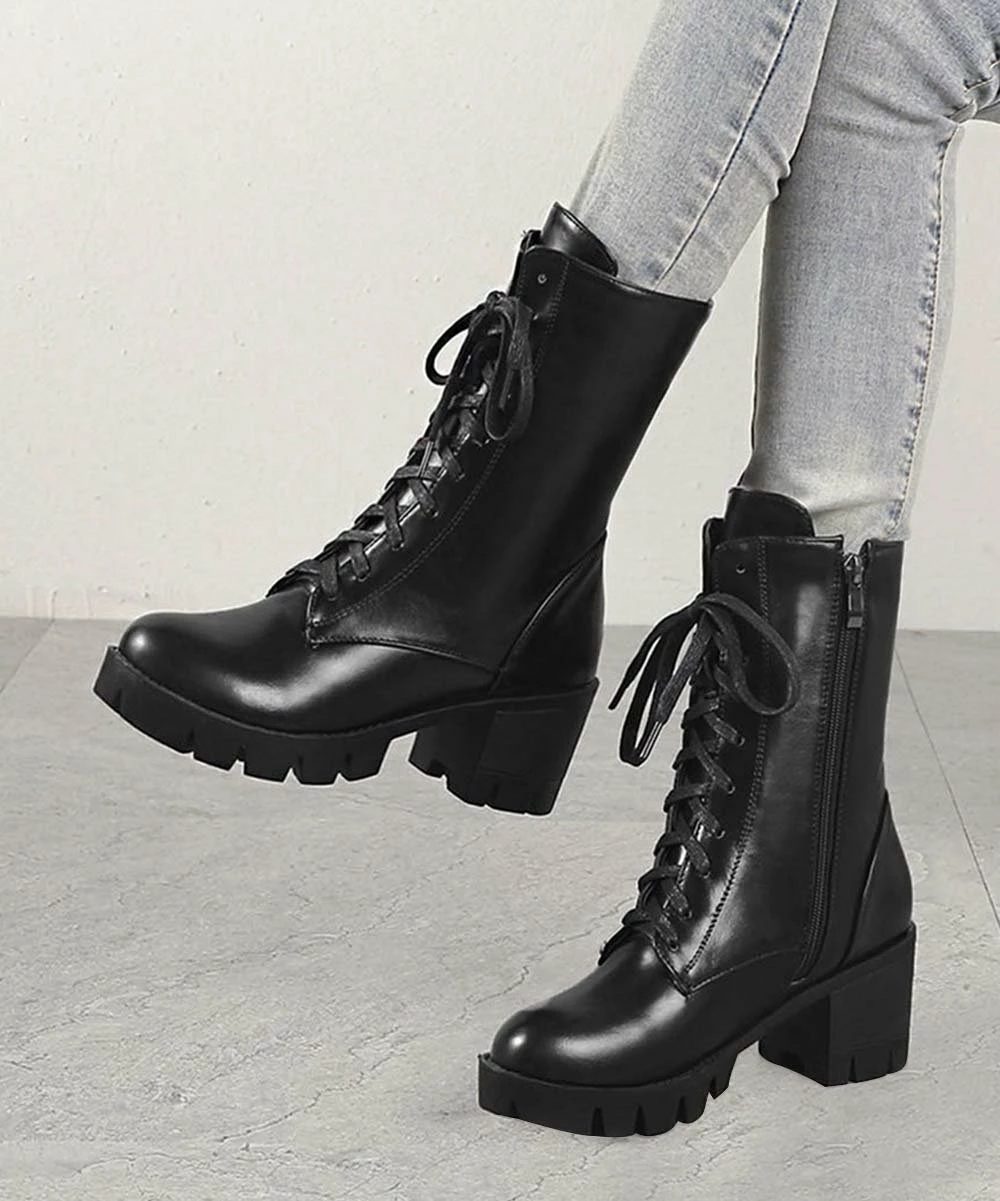 Hot Sale ๐งจ BUTITI Black Lace-Front Combat Boot - ๐ฉ Women ๐ 3 Hot Sale ๐งจ BUTITI Black Lace-Front Combat Boot - ๐ฉ Women ๐ - Image 3