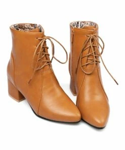 Coupon ⌛ BUTITI Yellow Lace-Up Block-Heel Ankle Boot - 👩 Women ⌛